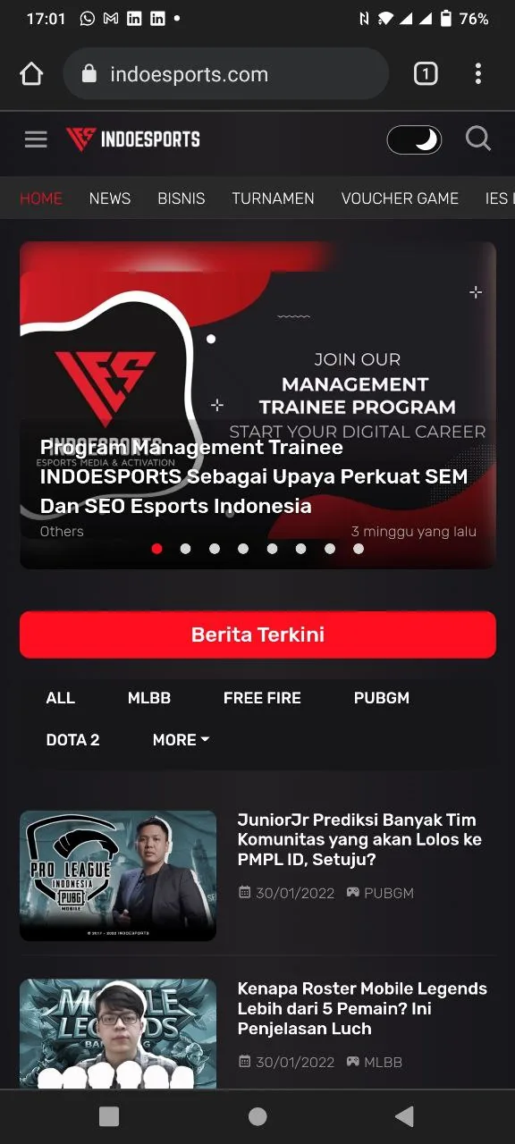 Indoesports Media Platform screenshot 2
